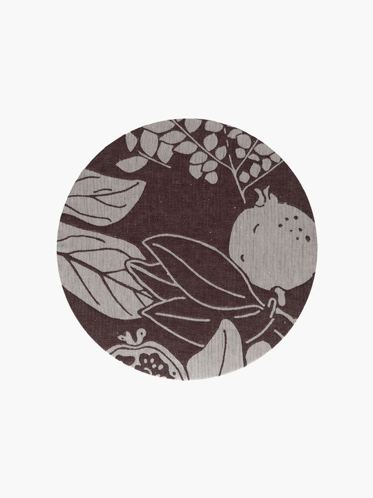 Linen Damask Tutti Le Foglie Charger Plate | Café Tostado