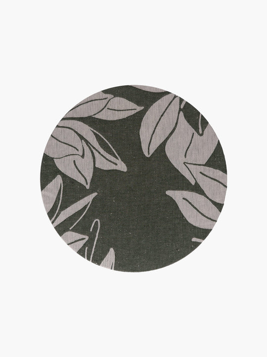 Linen Damask Tutti Le Foglie Charger Plate | Verde Giunglia