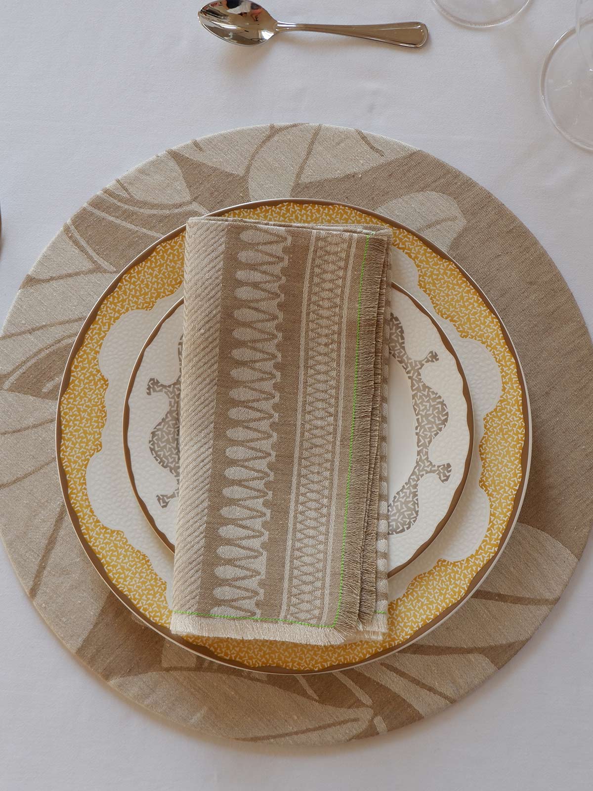 Linen Damask Cesta Set of 2 Linen Napkins | Beige Linen Damask Cesta Set of 2 Linen Napkins | Beige