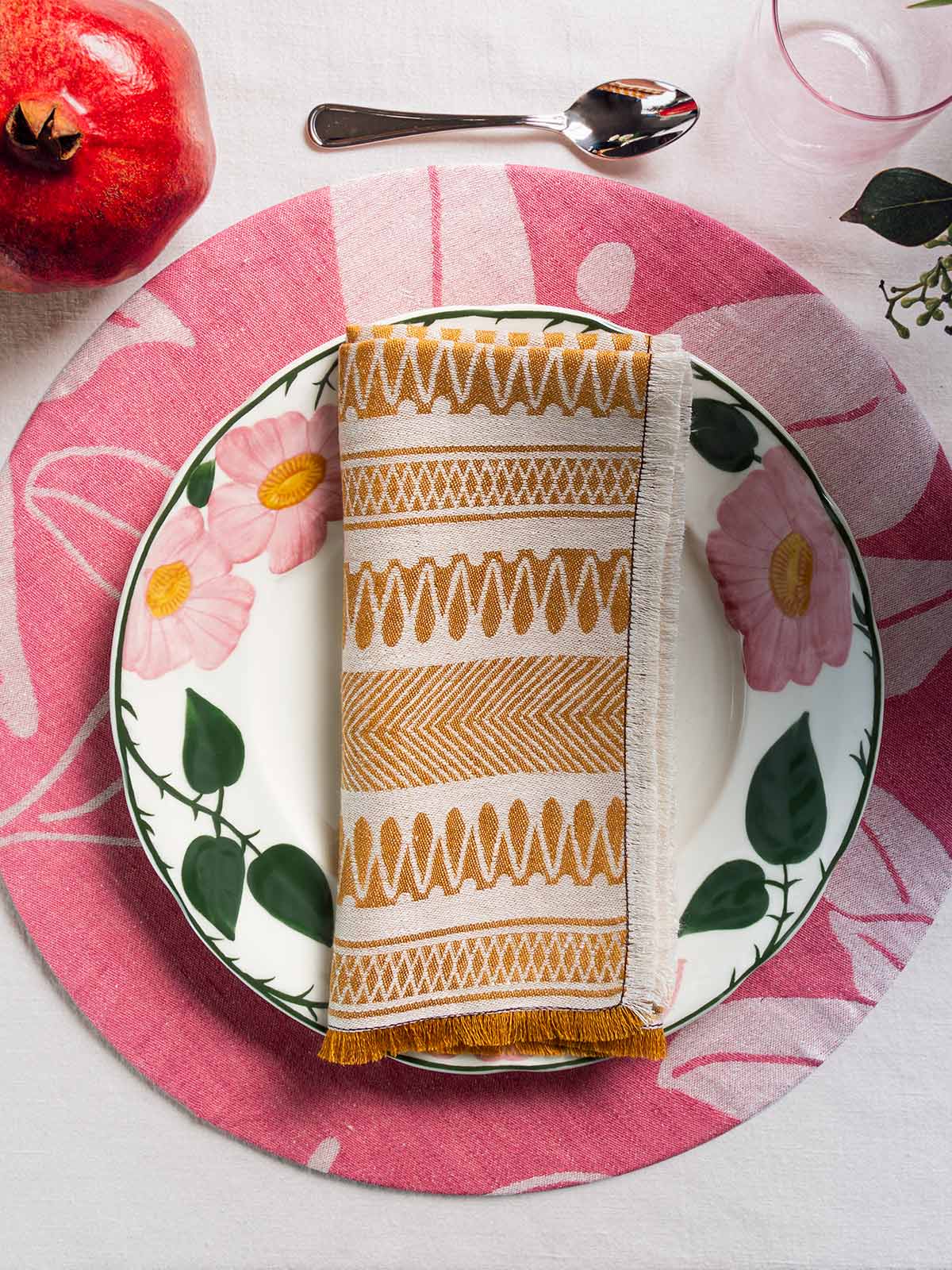 Linen Damask Cesta Set of 2 Linen Napkins | Giallo Rame Linen Damask Cesta Set of 2 Linen Napkins | Giallo Rame