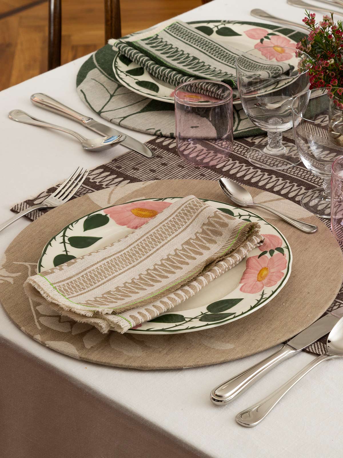 Linen Damask Cesta Set of 2 Linen Napkins | Giallo Rame Linen Damask Cesta Set of 2 Linen Napkins | Giallo Rame