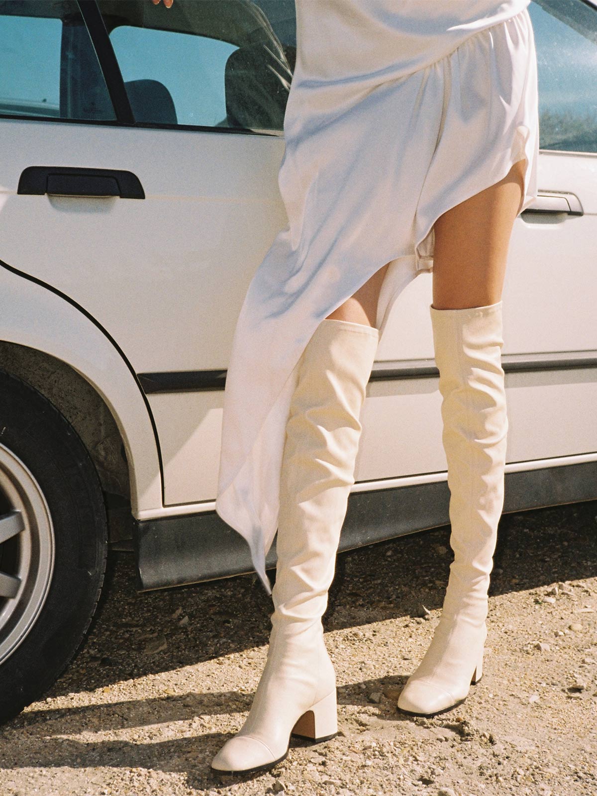 Whisper Over the Knee Boots | Nappa Stretch Pompeii White Whisper Over the Knee Boots | Nappa Stretch Pompeii White