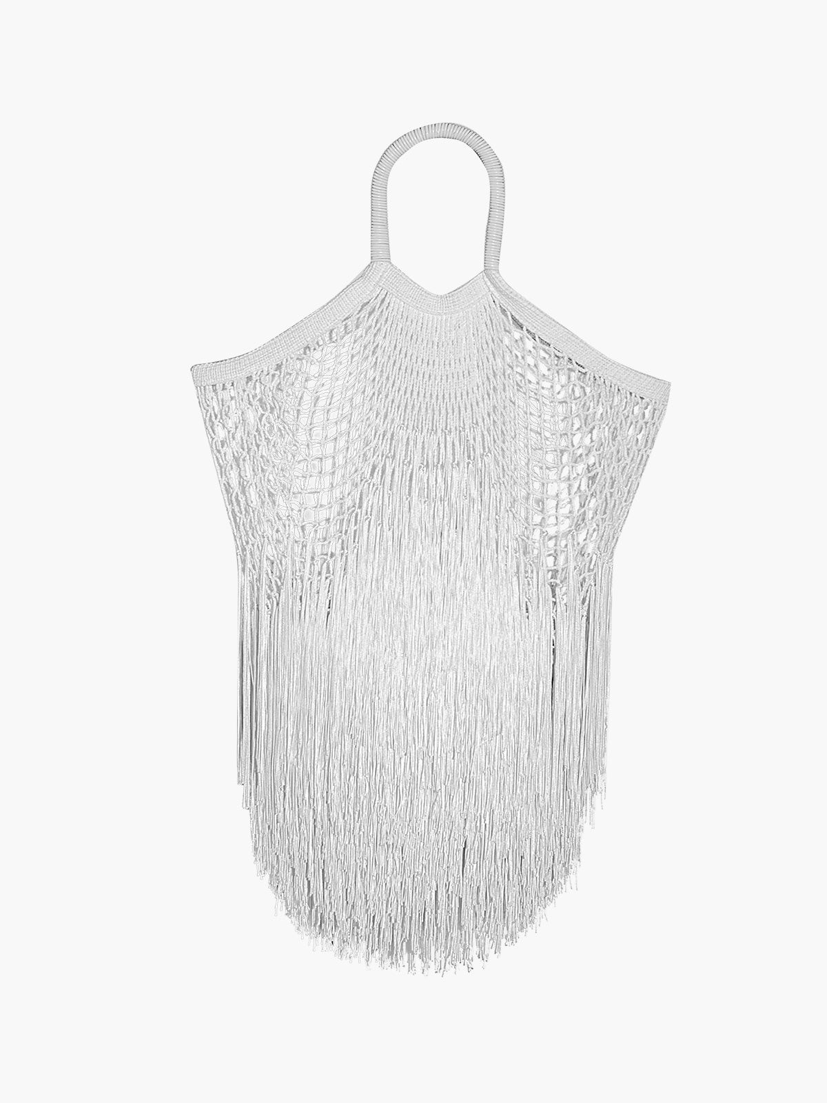 Large Fringe Tote | White Large Fringe Tote | White - Fashionkind