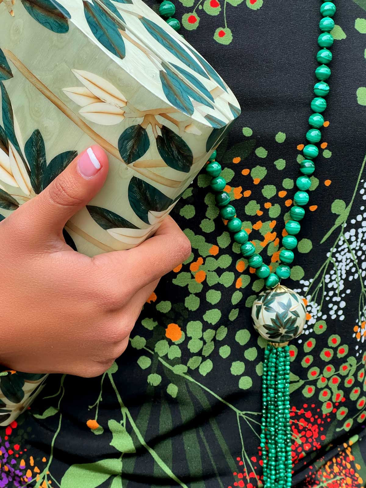 Marquetry Clutch | Mangrove Leaf Pattern