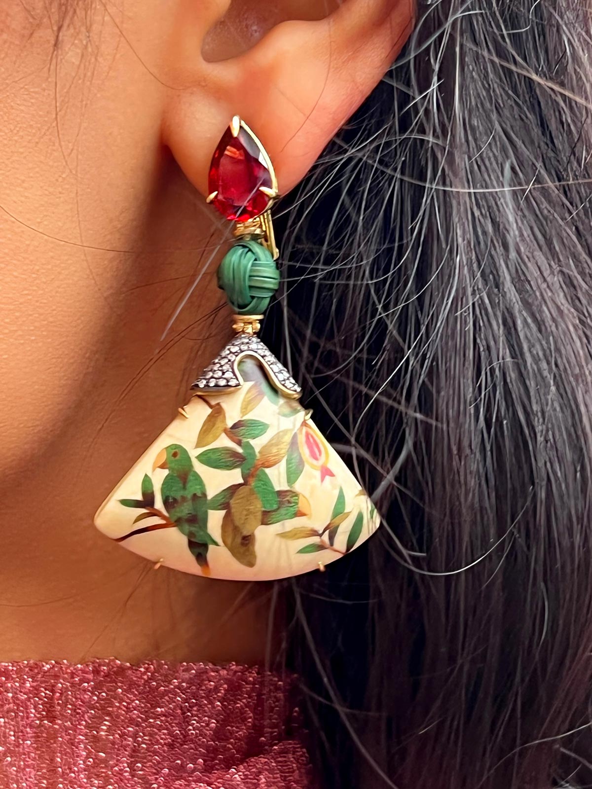 Marquetry Drop Fan Earrings