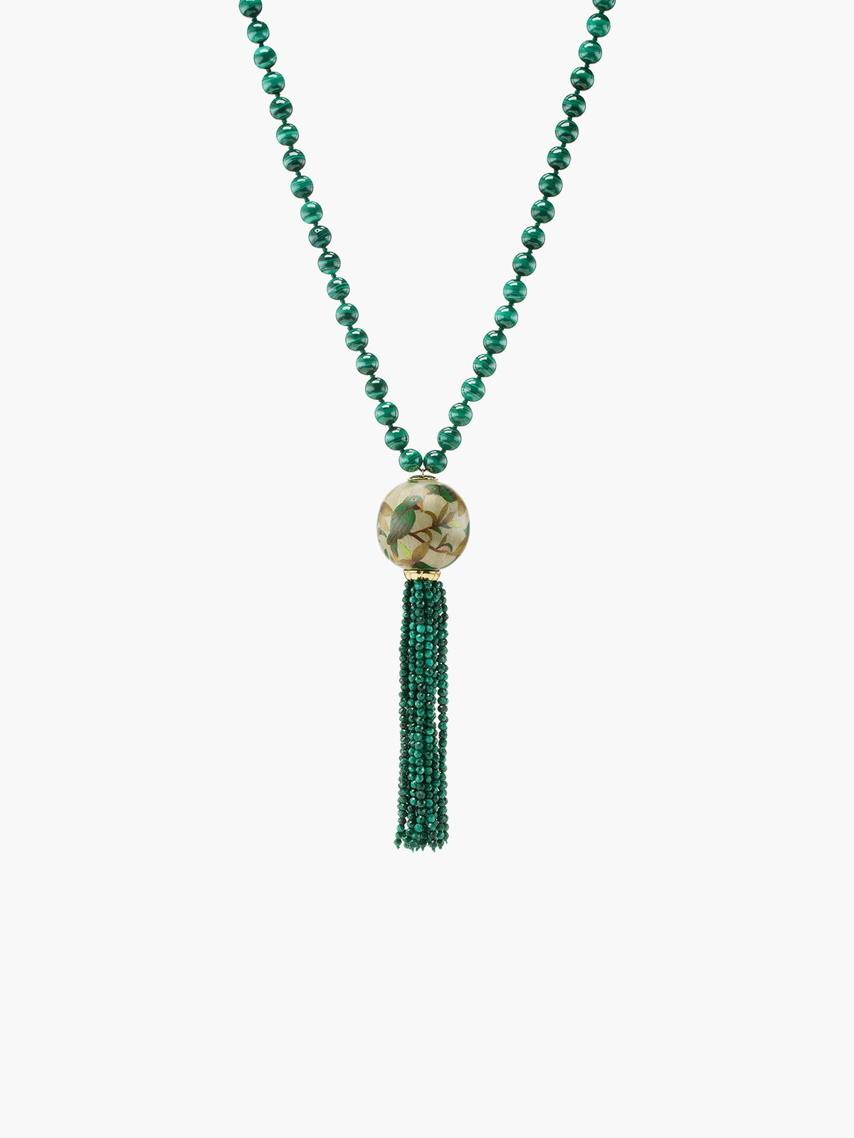 Green Malachite Mala Necklace | Guava and Parrot on Cream