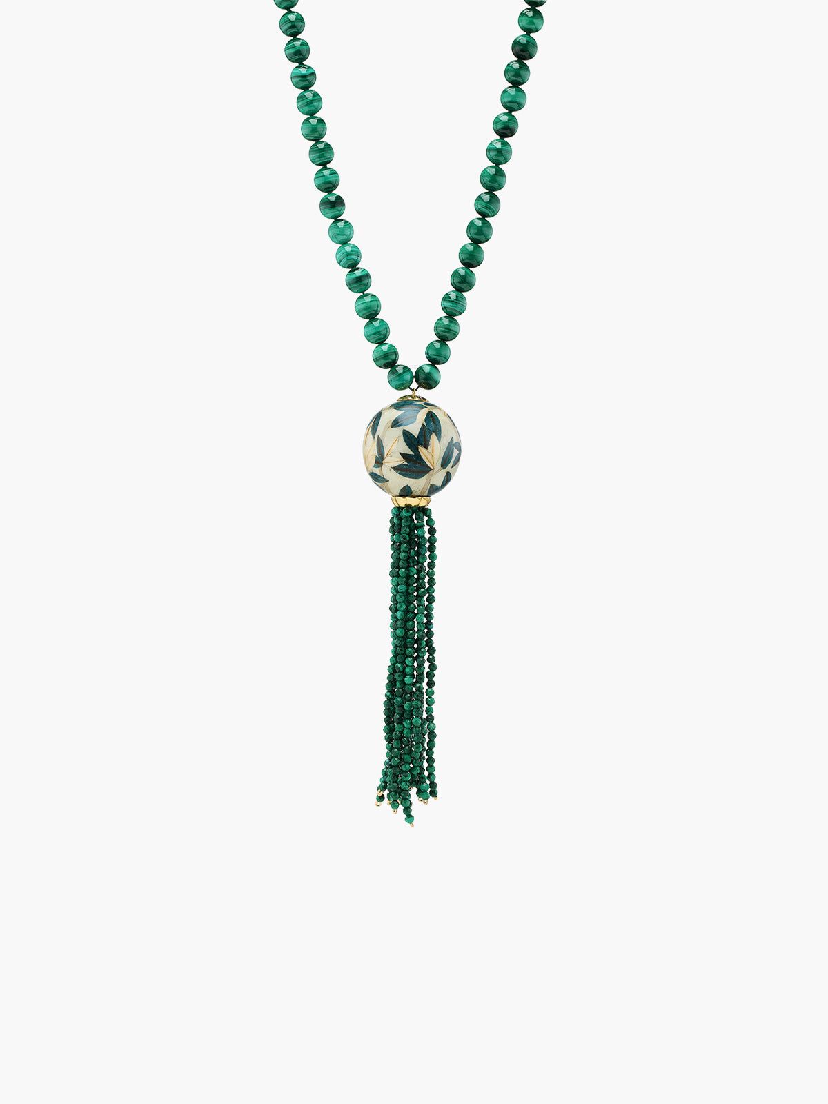 Green Malachite Mala Necklace | Mangrove Leaf