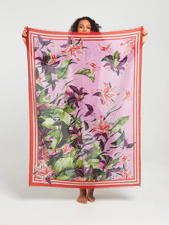 Fringed Sarong Scarf | Hawaiian Lily