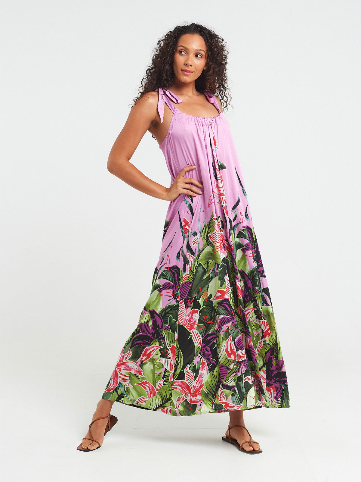 Long Open Back Dress | Hawaiian Lily Long Open Back Dress | Hawaiian Lily
