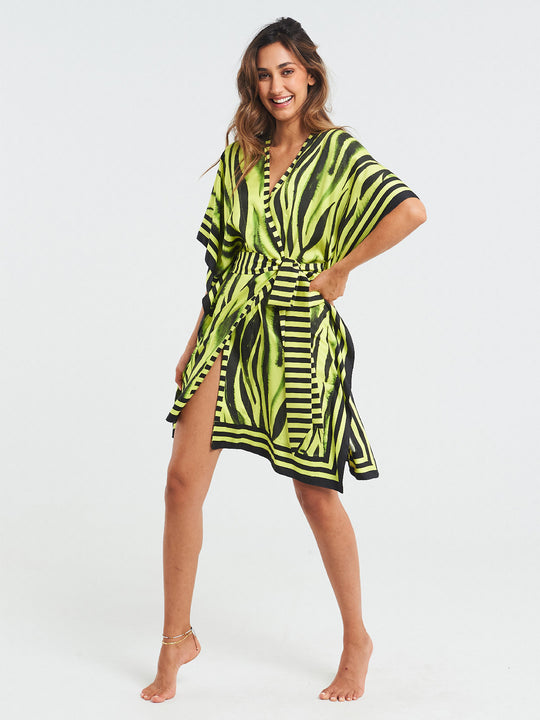 Short Kimono | Neon Zebra