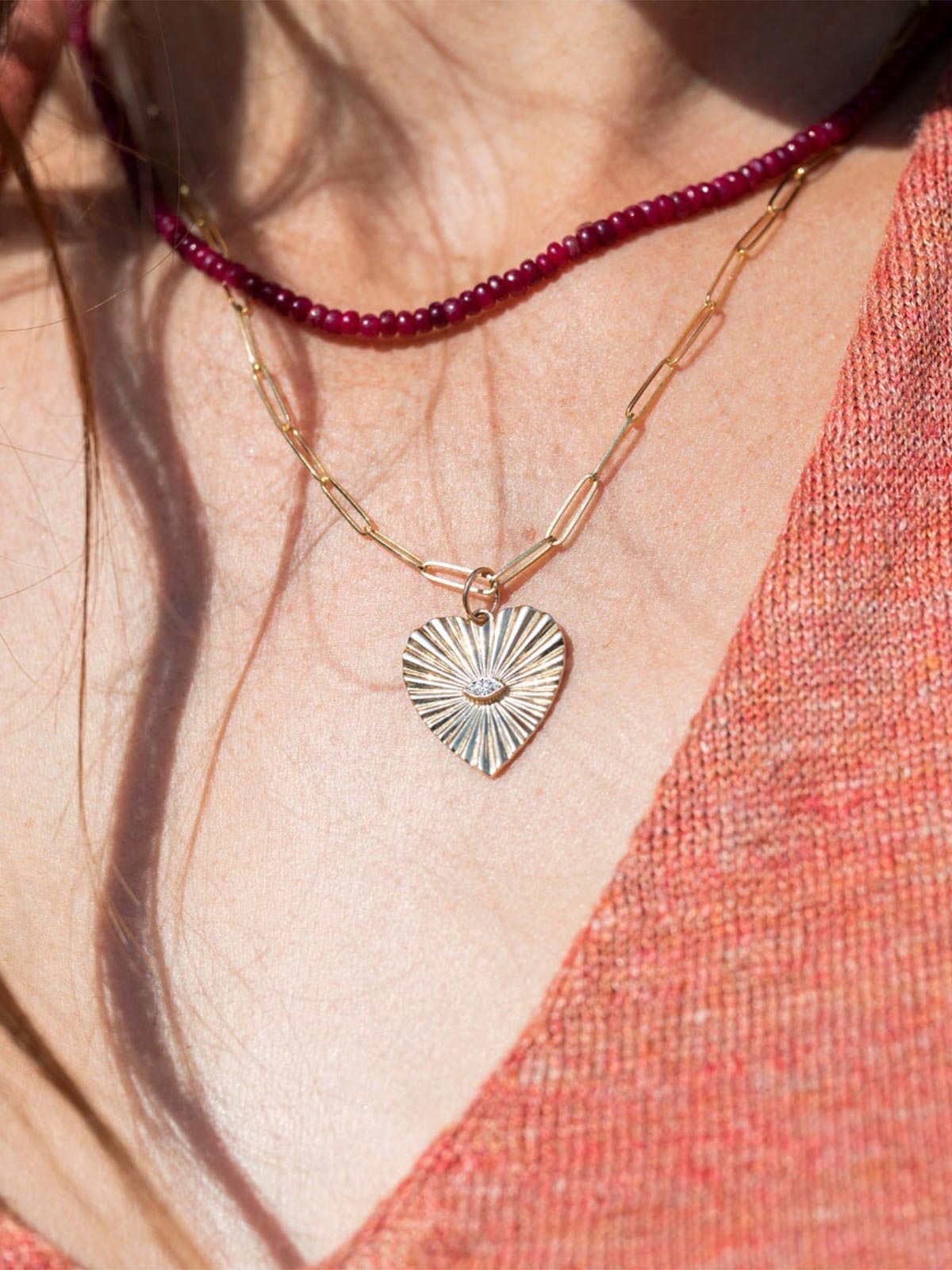 Sunbeam Heart Charm | Diamond Sunbeam Heart Charm | Diamond